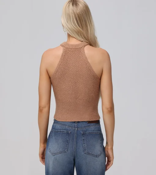Shop Frye Cable Halter Sweater Brown