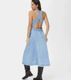 New Frye Criss-cross Maxi Denim Dress Paradise Wash