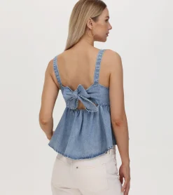 Hot Frye Cropped Babydoll Top Cloud Wash
