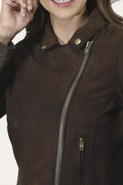 Store Frye Elegant Biker Leather Jacket Dark Brown