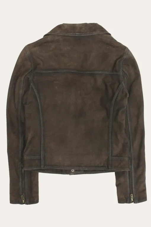 Store Frye Elegant Biker Leather Jacket Dark Brown