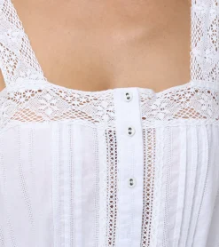Store Frye Lace Trim Square Neck Tank Bright White