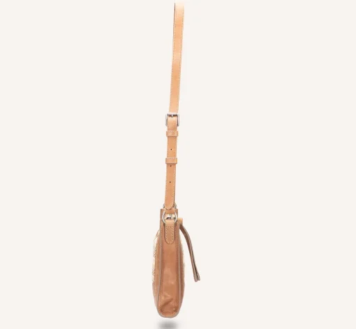 Cheap Frye Melissa Straw Zip Crossbody Beige