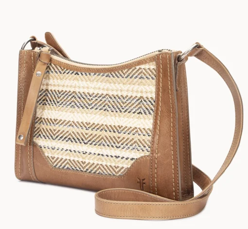 Cheap Frye Melissa Straw Zip Crossbody Beige