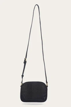 Shop Frye Melissa Sueded Croco Camera Black