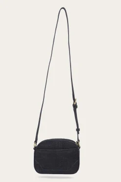 Shop Frye Melissa Sueded Croco Camera Black