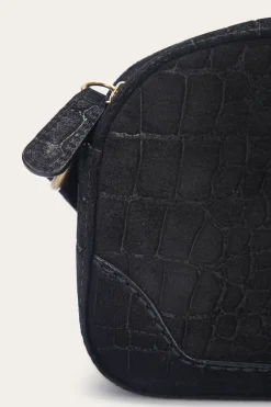 Shop Frye Melissa Sueded Croco Camera Black
