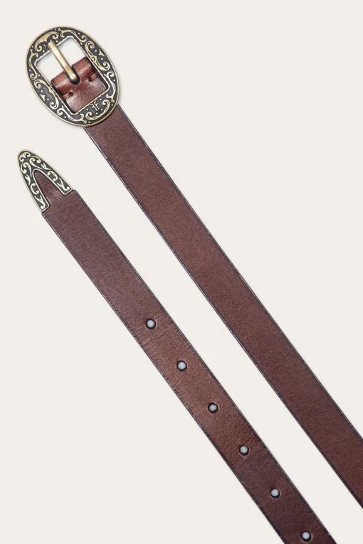Clearance Frye 21mm Logo Western Center Bar Belt