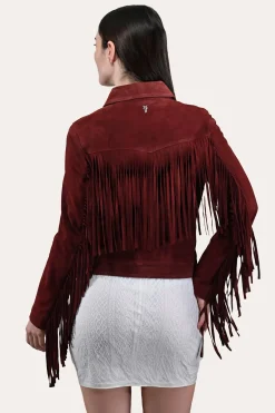Flash Sale Frye Oxblood Fringed Jacket