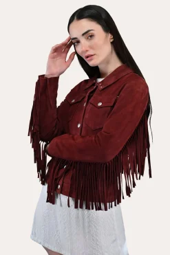 Flash Sale Frye Oxblood Fringed Jacket