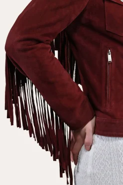 Flash Sale Frye Oxblood Fringed Jacket