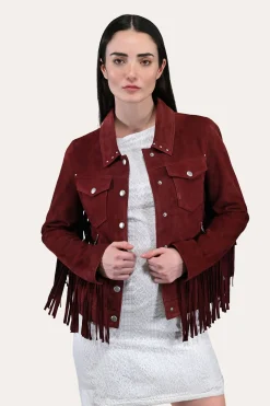 Flash Sale Frye Oxblood Fringed Jacket
