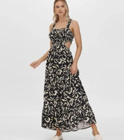 Best Frye Smocked Cut Out Maxi Dress Black Beauty Combo
