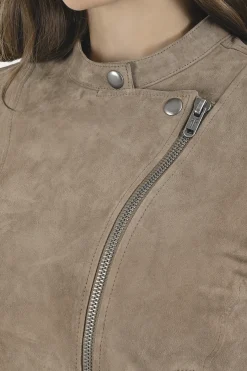 New Frye Versatile Biker-racer Leather Jacket Taupe