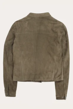New Frye Versatile Biker-racer Leather Jacket Taupe