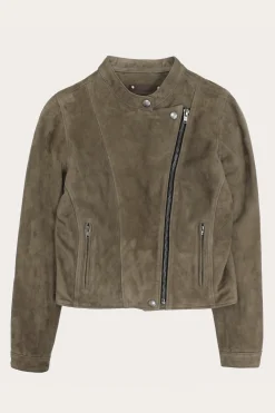 New Frye Versatile Biker-racer Leather Jacket Taupe